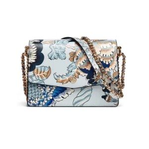Tory Burch Robinson Blue Floral Handbag